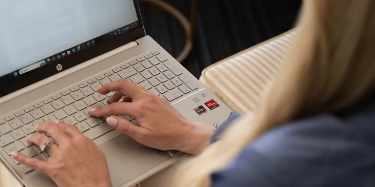 Woman working on laptop